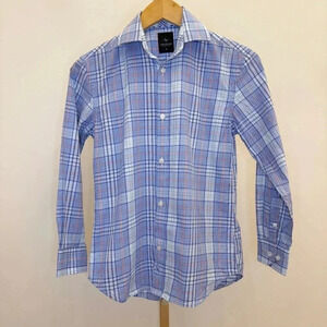 Tailorbyrd Boy’s Blue Plaid Long Sleeve Button-Up Shirt Size 12